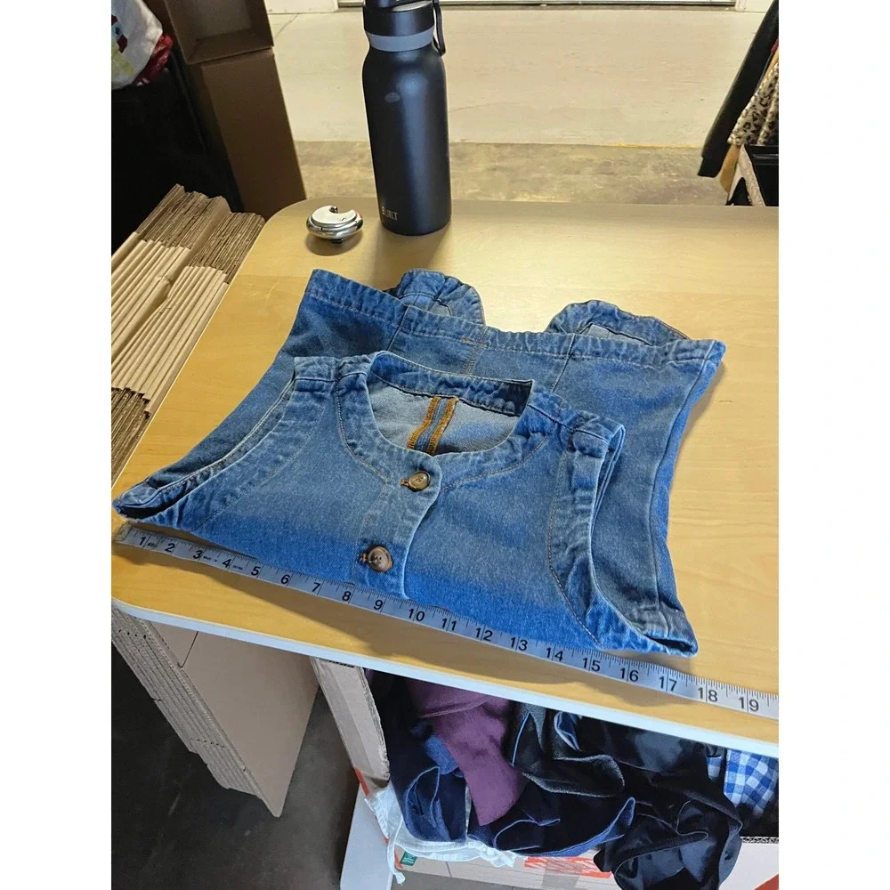 Womens Denim Vest M Blue Dark Wash 90s Minimalist Chic Capsule Wardrobe